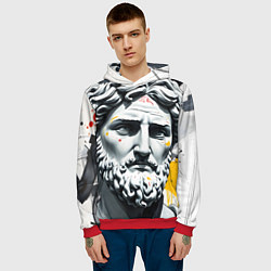 Толстовка-худи мужская Античный портрет и краска, цвет: 3D-красный — фото 2