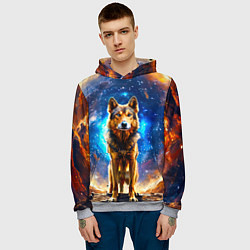 Толстовка-худи мужская Волкодав в космосе, цвет: 3D-меланж — фото 2