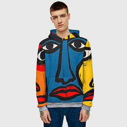 Толстовка-худи мужская Арт с лицами, цвет: 3D-меланж — фото 2