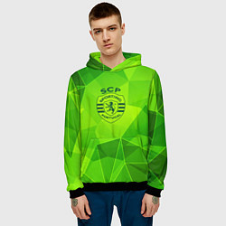 Толстовка-худи мужская Sporting green poly, цвет: 3D-черный — фото 2