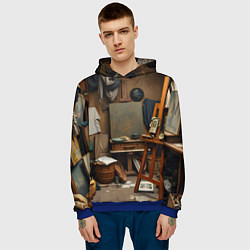 Толстовка-худи мужская Мастерская художника, цвет: 3D-синий — фото 2