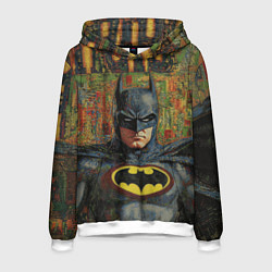 Толстовка-худи мужская Текстурный Бэтмен, цвет: 3D-белый