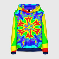 Толстовка-худи мужская Неоновая психоделика узор, цвет: 3D-синий