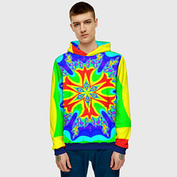 Толстовка-худи мужская Неоновая психоделика узор, цвет: 3D-синий — фото 2