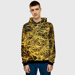 Толстовка-худи мужская Золотое плетение на черном, цвет: 3D-черный — фото 2