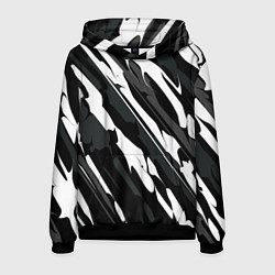 Толстовка-худи мужская Разводы белым на черном, цвет: 3D-черный