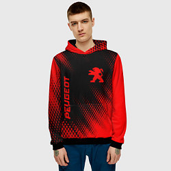 Толстовка-худи мужская Peugeot - red gradient вертикально, цвет: 3D-черный — фото 2