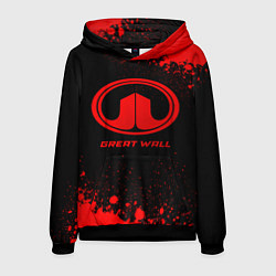 Толстовка-худи мужская Great Wall - red gradient, цвет: 3D-черный