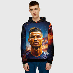 Толстовка-худи мужская Криштиану Роналду в космосе, цвет: 3D-черный — фото 2