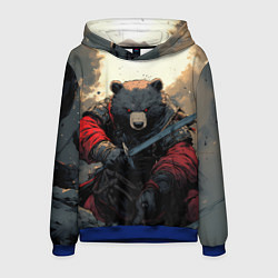Толстовка-худи мужская Медведь самурай, цвет: 3D-синий
