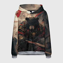 Толстовка-худи мужская Самурай медведь, цвет: 3D-меланж