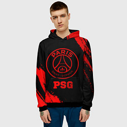 Толстовка-худи мужская PSG - red gradient, цвет: 3D-черный — фото 2