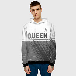 Толстовка-худи мужская Queen - white gradient посередине, цвет: 3D-черный — фото 2