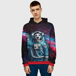 Толстовка-худи мужская Далматинец бравый космонавт - нейроарт, цвет: 3D-красный — фото 2
