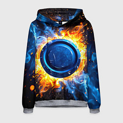 Толстовка-худи мужская Шайба в синем пламени, цвет: 3D-меланж