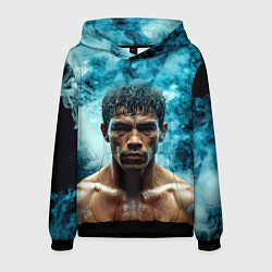 Толстовка-худи мужская Артуро Гатти в дыму, цвет: 3D-черный