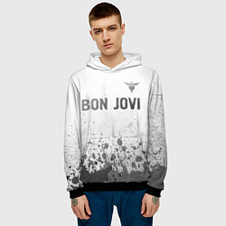 Толстовка-худи мужская Bon Jovi - white gradient посередине, цвет: 3D-черный — фото 2