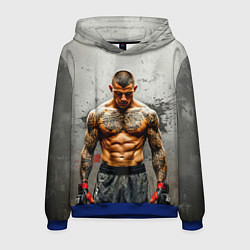 Толстовка-худи мужская Дастин Порье на сером, цвет: 3D-синий