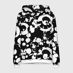 Толстовка-худи мужская Модная чб абстракция - нейроарт, цвет: 3D-белый