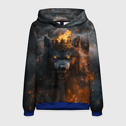 Толстовка-худи мужская Волк в огне, цвет: 3D-синий