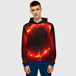 Толстовка-худи мужская Красный круг из огня текстура, цвет: 3D-синий — фото 2