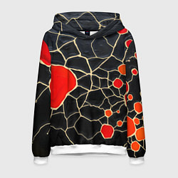 Толстовка-худи мужская Красная абстракция на черном лаке, цвет: 3D-белый