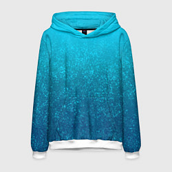 Толстовка-худи мужская Лазурный голубой текстурный градиент, цвет: 3D-белый