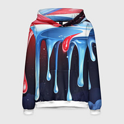 Толстовка-худи мужская Синие и красные слизи текстура, цвет: 3D-белый