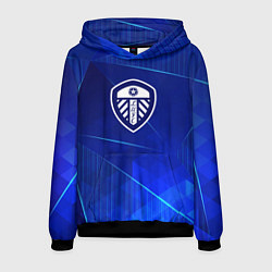 Толстовка-худи мужская Leeds United blue poly, цвет: 3D-черный
