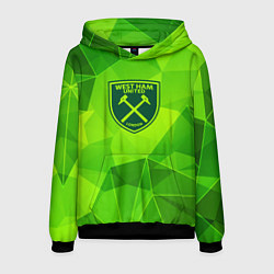 Толстовка-худи мужская West Ham green poly, цвет: 3D-черный