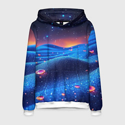 Толстовка-худи мужская Синяя дюна - текстура, цвет: 3D-белый