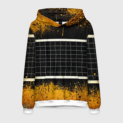 Толстовка-худи мужская Волейбольная сетка на черном, цвет: 3D-белый