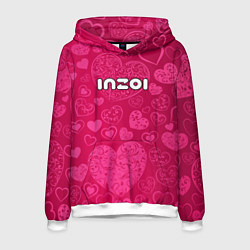 Толстовка-худи мужская Inzoi лого на розовых сердечках, цвет: 3D-белый