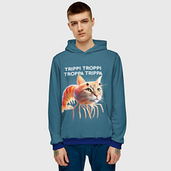 Толстовка-худи мужская Trippi troppi troppa trippa - brainrot cat meme, цвет: 3D-синий — фото 2
