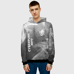 Толстовка-худи мужская Cyberpunk 2077 - grey gradient вертикально, цвет: 3D-черный — фото 2