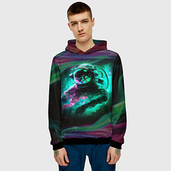 Толстовка-худи мужская Космонавт неоновая дымка, цвет: 3D-черный — фото 2