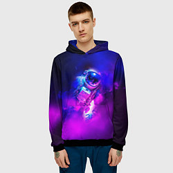 Толстовка-худи мужская Космонавт среди облаков, цвет: 3D-черный — фото 2