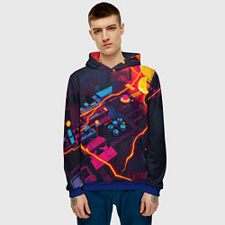 Толстовка-худи мужская Техническая абстракция, цвет: 3D-синий — фото 2