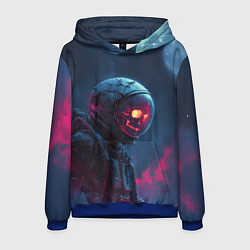 Толстовка-худи мужская Скелет космонавта под луной, цвет: 3D-синий