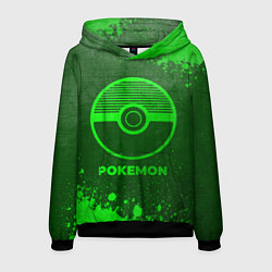 Толстовка-худи мужская Pokemon - green gradient, цвет: 3D-черный