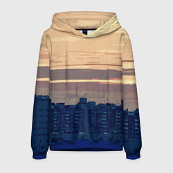 Толстовка-худи мужская Городской пейзаж стилизованный, цвет: 3D-синий