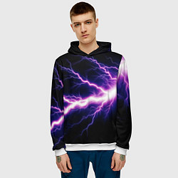 Толстовка-худи мужская Lightning purple, цвет: 3D-белый — фото 2