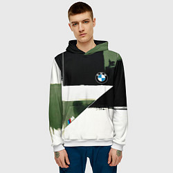 Толстовка-худи мужская BMW логотип, цвет: 3D-белый — фото 2