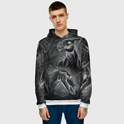 Толстовка-худи мужская Черепа лошадей - эскиз, цвет: 3D-белый — фото 2