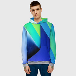 Толстовка-худи мужская Color blue green, цвет: 3D-меланж — фото 2