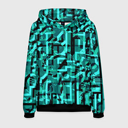 Толстовка-худи мужская Неоновый голубой объёмный эффект, цвет: 3D-черный
