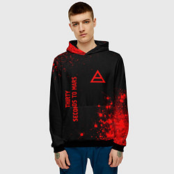 Толстовка-худи мужская Thirty Seconds to Mars - red gradient вертикально, цвет: 3D-черный — фото 2