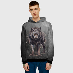 Толстовка-худи мужская The fierce wolf, цвет: 3D-черный — фото 2