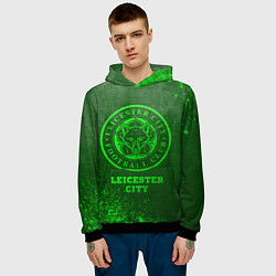 Толстовка-худи мужская Leicester City - green gradient, цвет: 3D-черный — фото 2