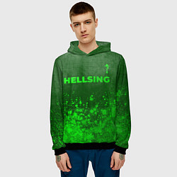 Толстовка-худи мужская Hellsing - green gradient посередине, цвет: 3D-черный — фото 2